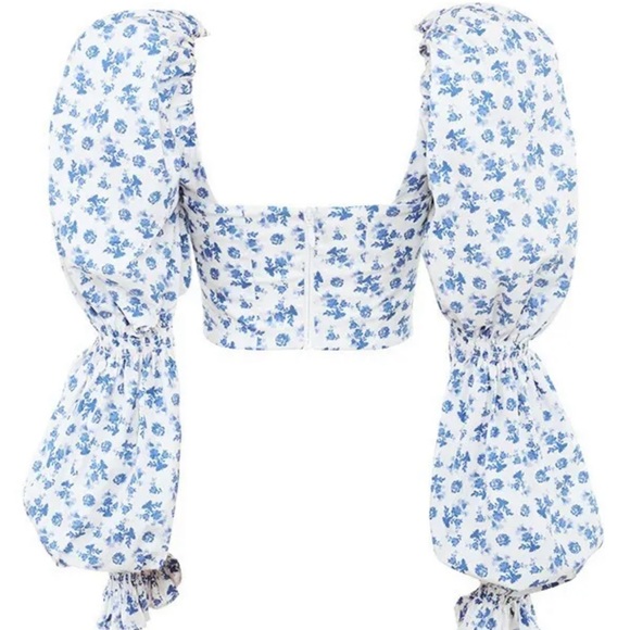 HOUSE OF CB 'Millicent' Blue Print Cropped Corset Top - Picture 10 of 13